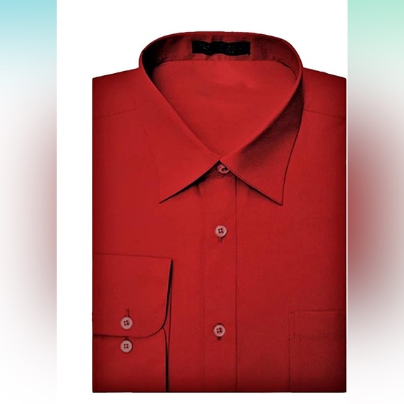 Allegro Men's Dress Shirt Red Regular Fit Convertible Cuff Sizes 17 34-35 - Picture 2 of 4